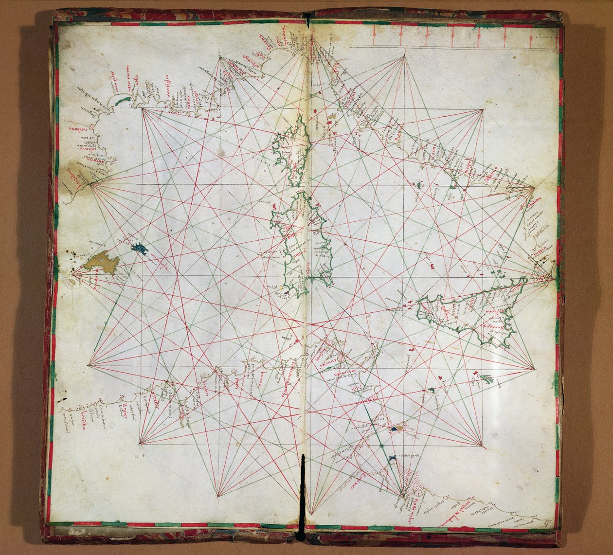 中央地中海地图（墨水在羊皮纸上） 作者 Grazioso Benincasa