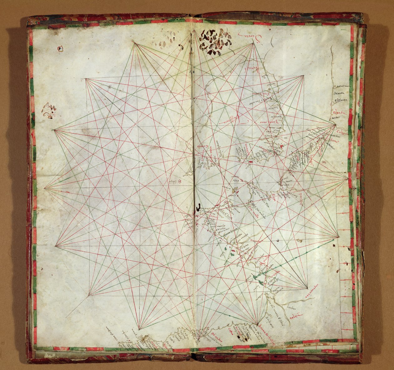 法国大西洋海岸和英格兰地图（墨水在羊皮纸上） 作者 Grazioso Benincasa