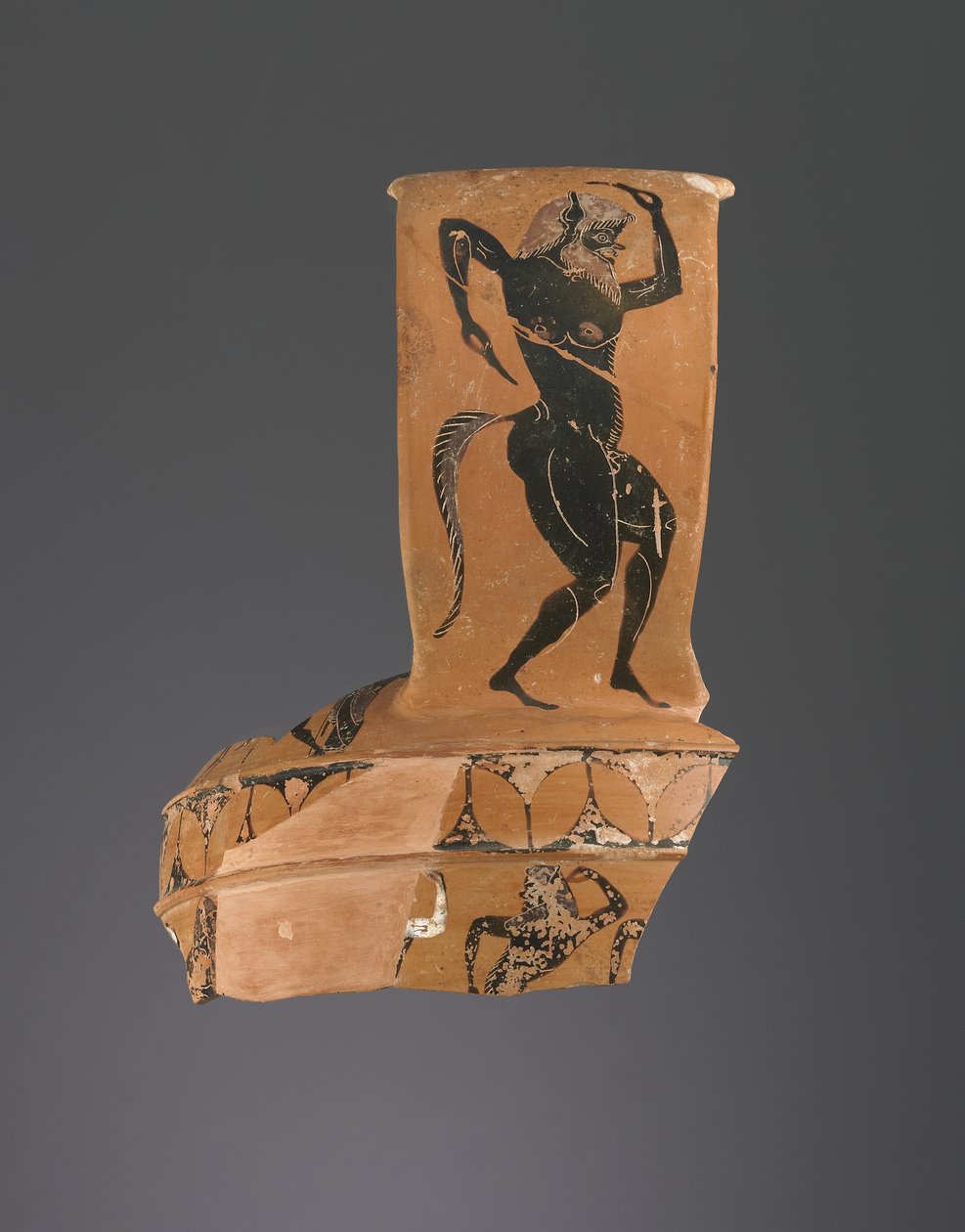 Athenian阁楼黑图Nikosthenic双耳片段，c.550-40 BC（赤土陶器） 作者 希腊文