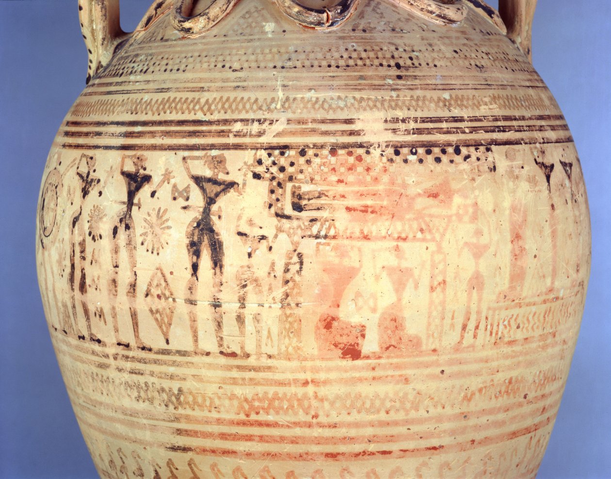 阁楼晚几何IIb双耳瓶，细节，c.720-700 BC（陶瓷） 作者 希腊文