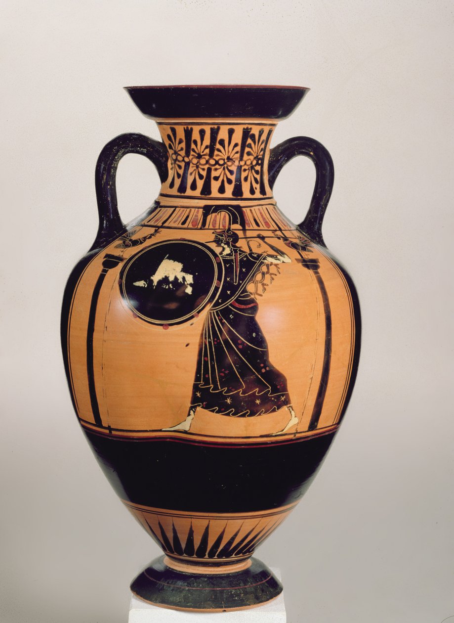 阁楼黑图Pseudo-Panathenaic Amphora，公元前500年（陶瓷）（详见293754） 作者 希腊文