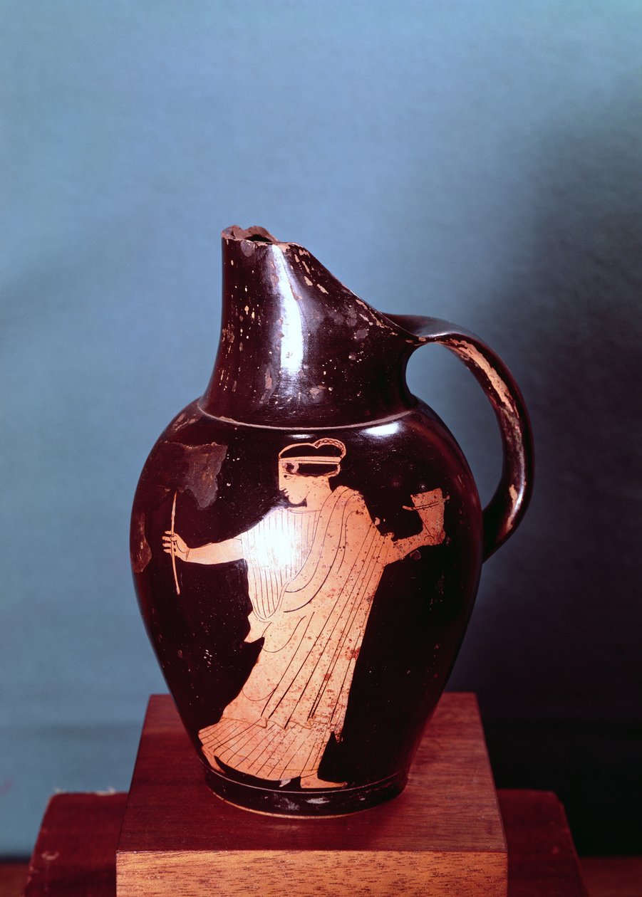 阁楼红色图oinochoe，描绘了尤利西斯（陶瓷）追求的女巫Circe（另见190217） 作者 希腊文