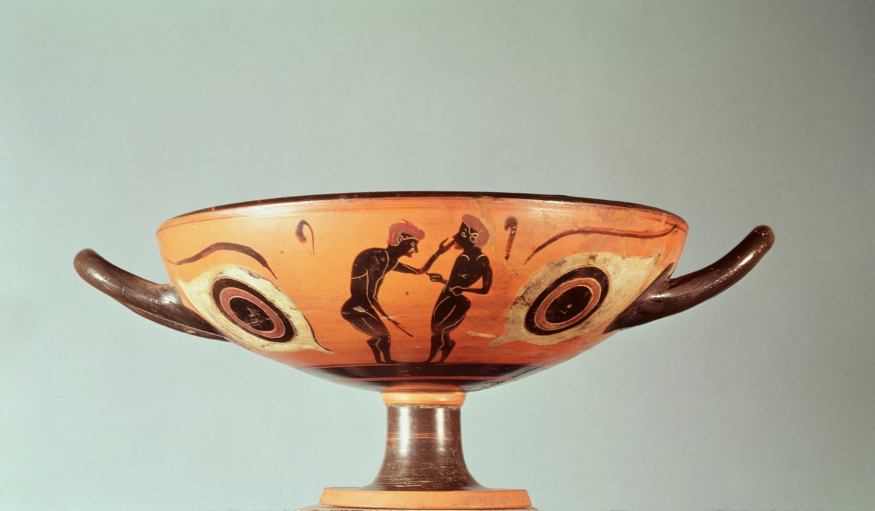 黑色图kylix，c.580-525 BC（陶瓷） 作者 希腊文
