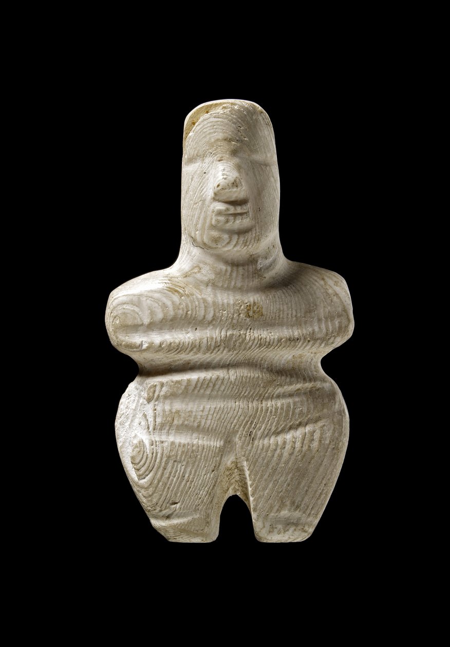 基克拉迪雕像，纳克索斯岛，c.3000-2000 BC（大理石） 作者 希腊文