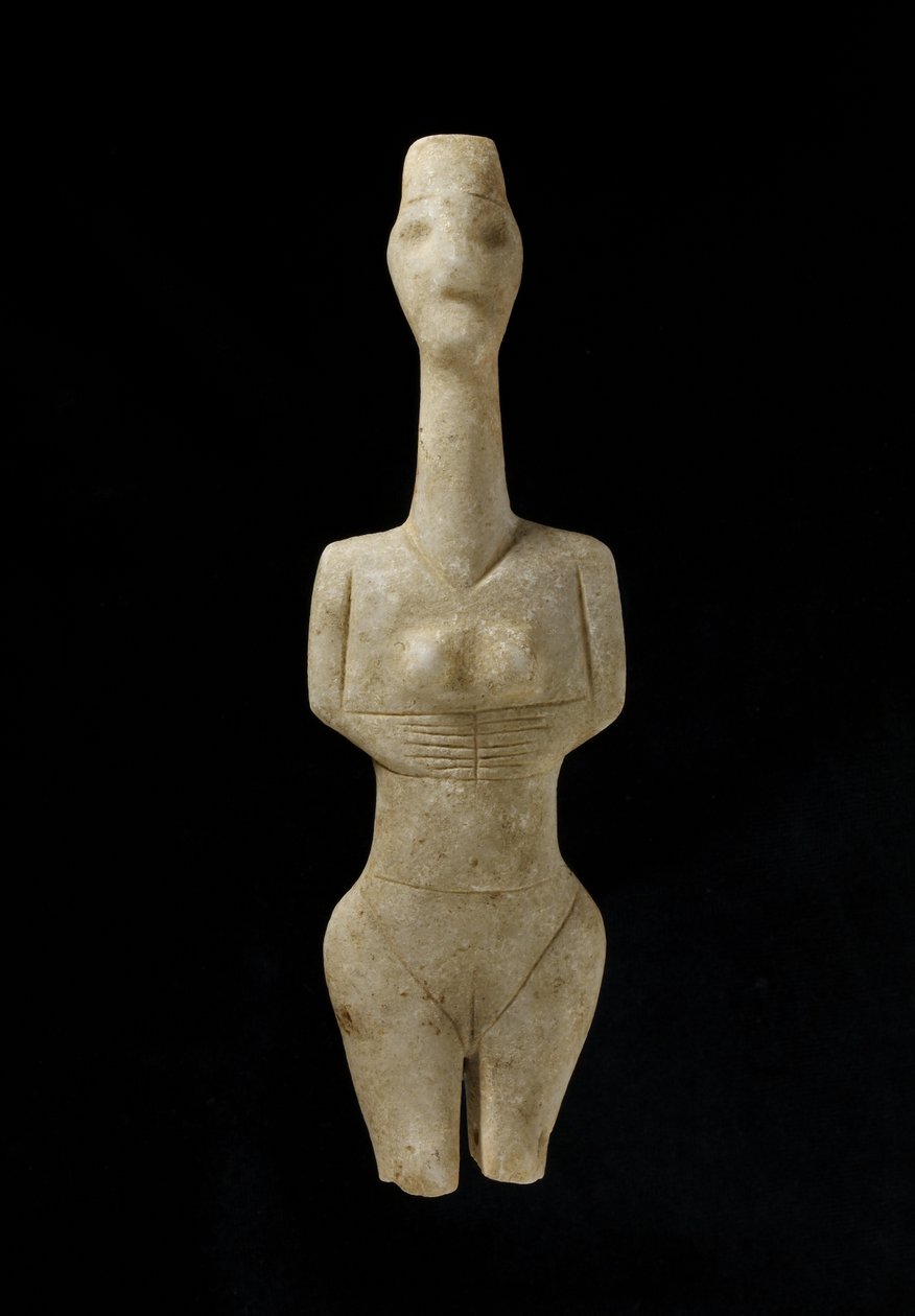 基克拉迪雕像，纳克索斯岛，c.3000-2000 BC（大理石） 作者 希腊文