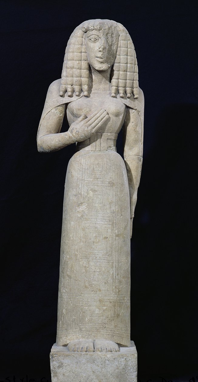 女性雕像，被称为欧塞尔女神，公元前640  -  630年（石灰石）（详见164695） 作者 希腊文