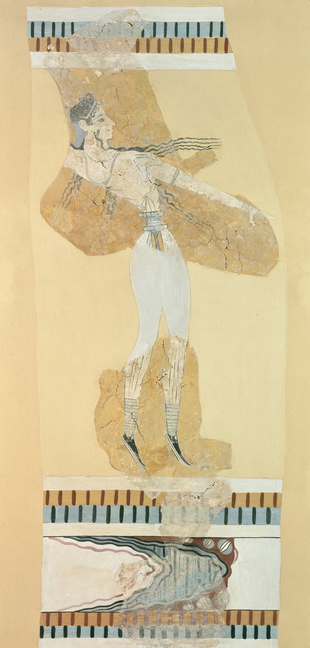 描述从宫殿的一个壁画的片段在Knossos，晚米诺斯我期间 作者 希腊文