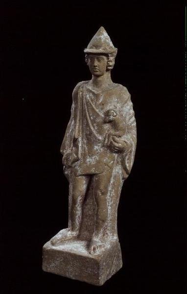 爱马仕Kriophoros，Beotian，公元前450年（粘土） 作者 希腊文