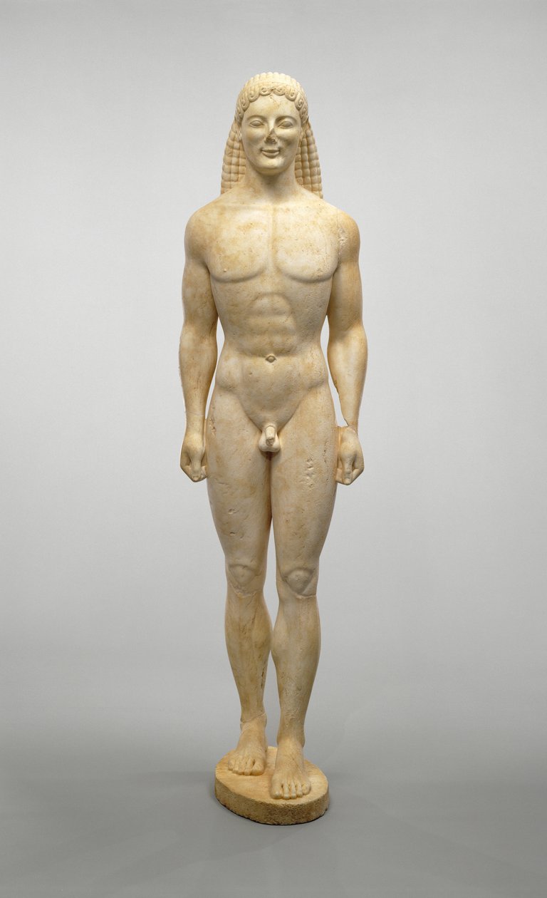 Kouros，公元前530年（白云石大理石） 作者 希腊文