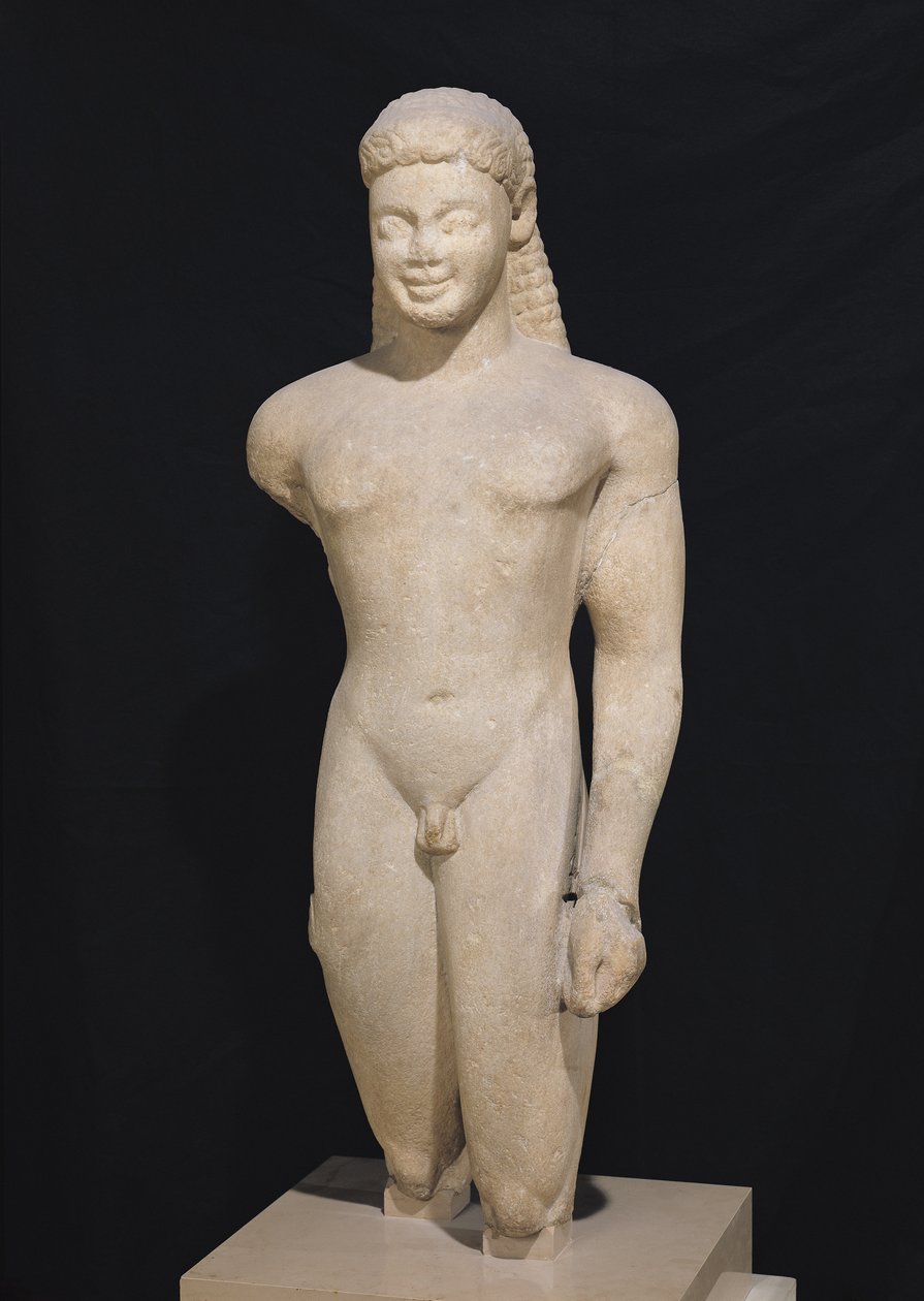 Kouros，来自Paros，位于Asklepios圣殿附近，公元前540年（大理石）（另见98017,164837-164839） 作者 希腊文