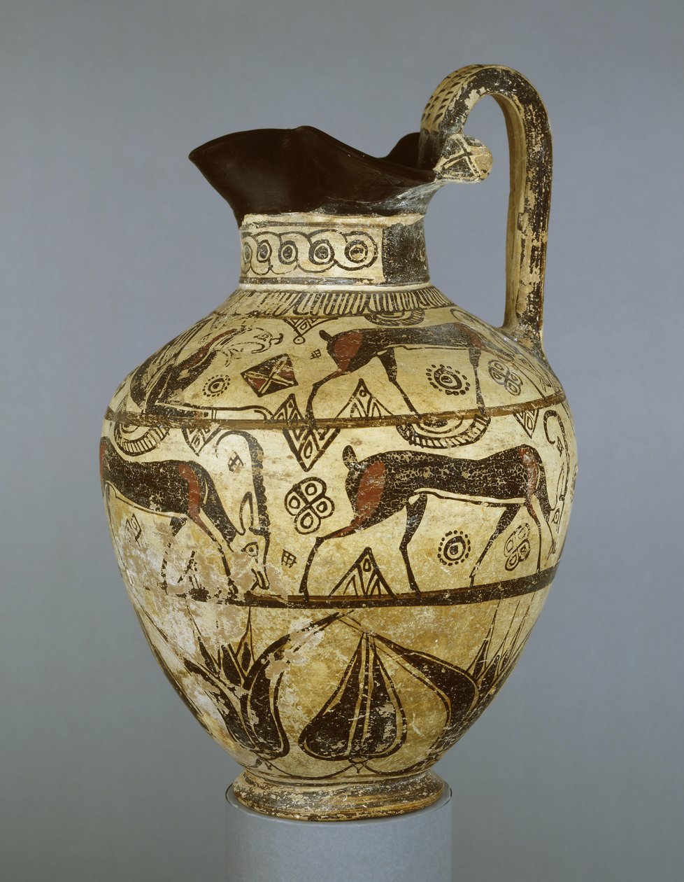Rhodian Middle Wild Goat Style oinochoe，来自Rhodes，公元前600年（陶瓷） 作者 希腊文