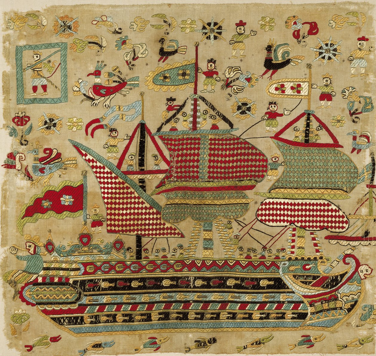 新娘坐垫套，来自Skyros，Sporades Islands（亚麻绣有丝线） 作者 希腊学派