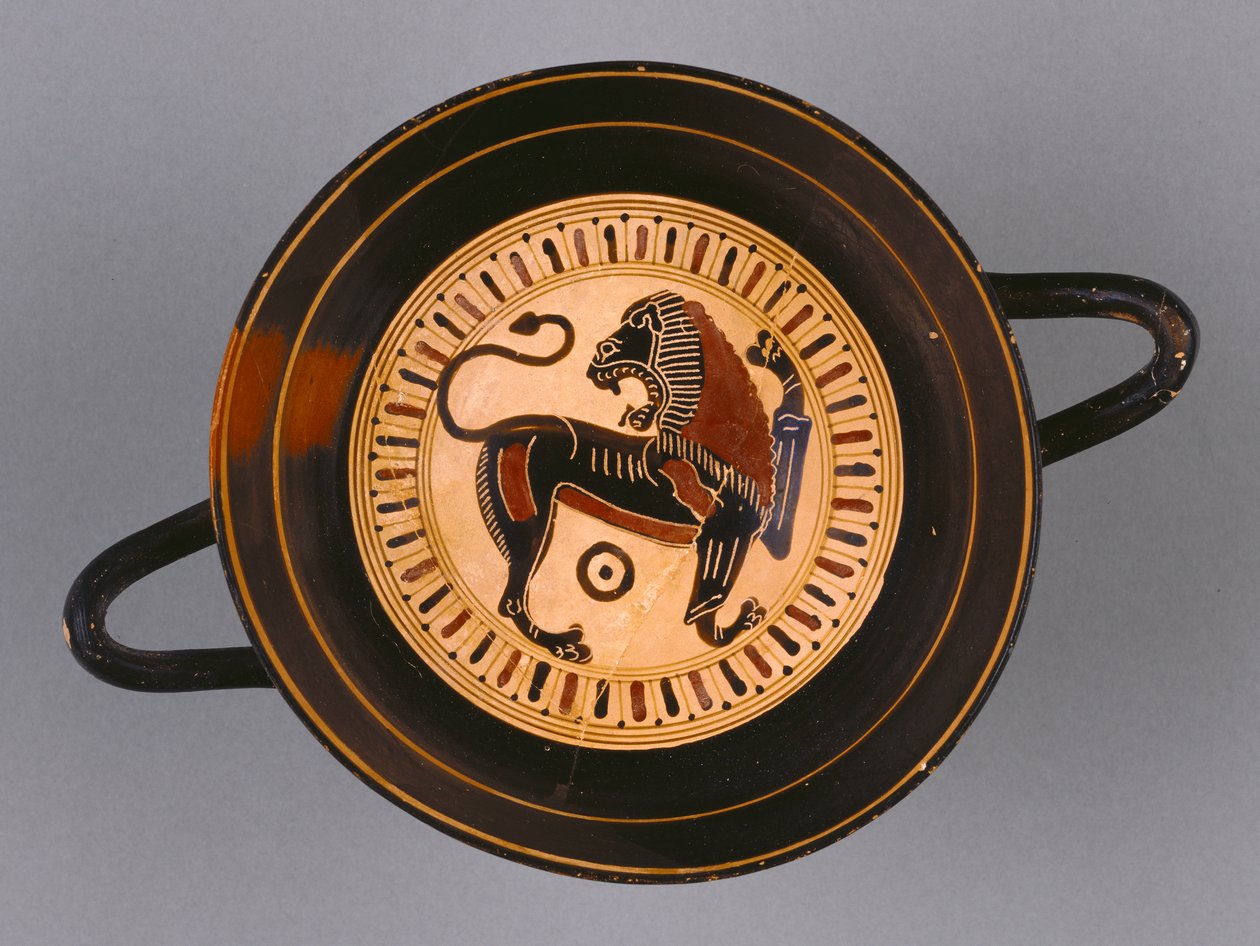 Laconian Black-Figure Kylix归功于亨特画家，公元前540年（兵马俑） 作者 希腊文