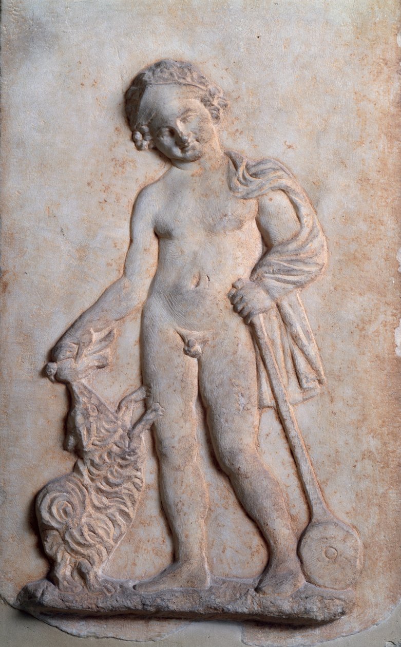 Magna graecia：玩耍的小男孩，大理石浮雕，公元前 5 世纪 作者 希腊文