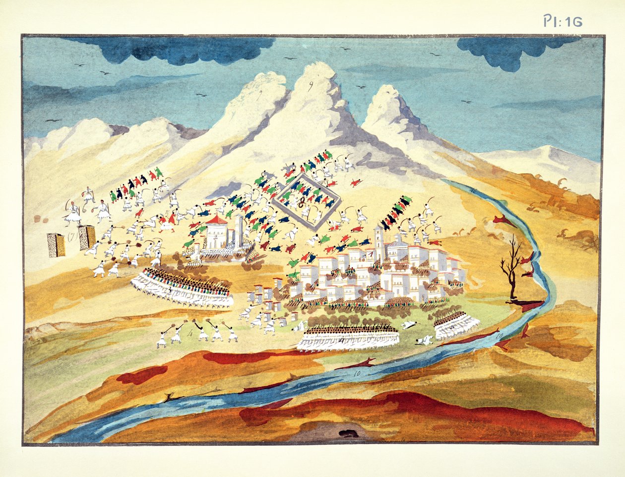 Rhachova战役，由希腊独立战争画报历史中的第16号板块由Makryjannis将军进行 作者 希腊学派