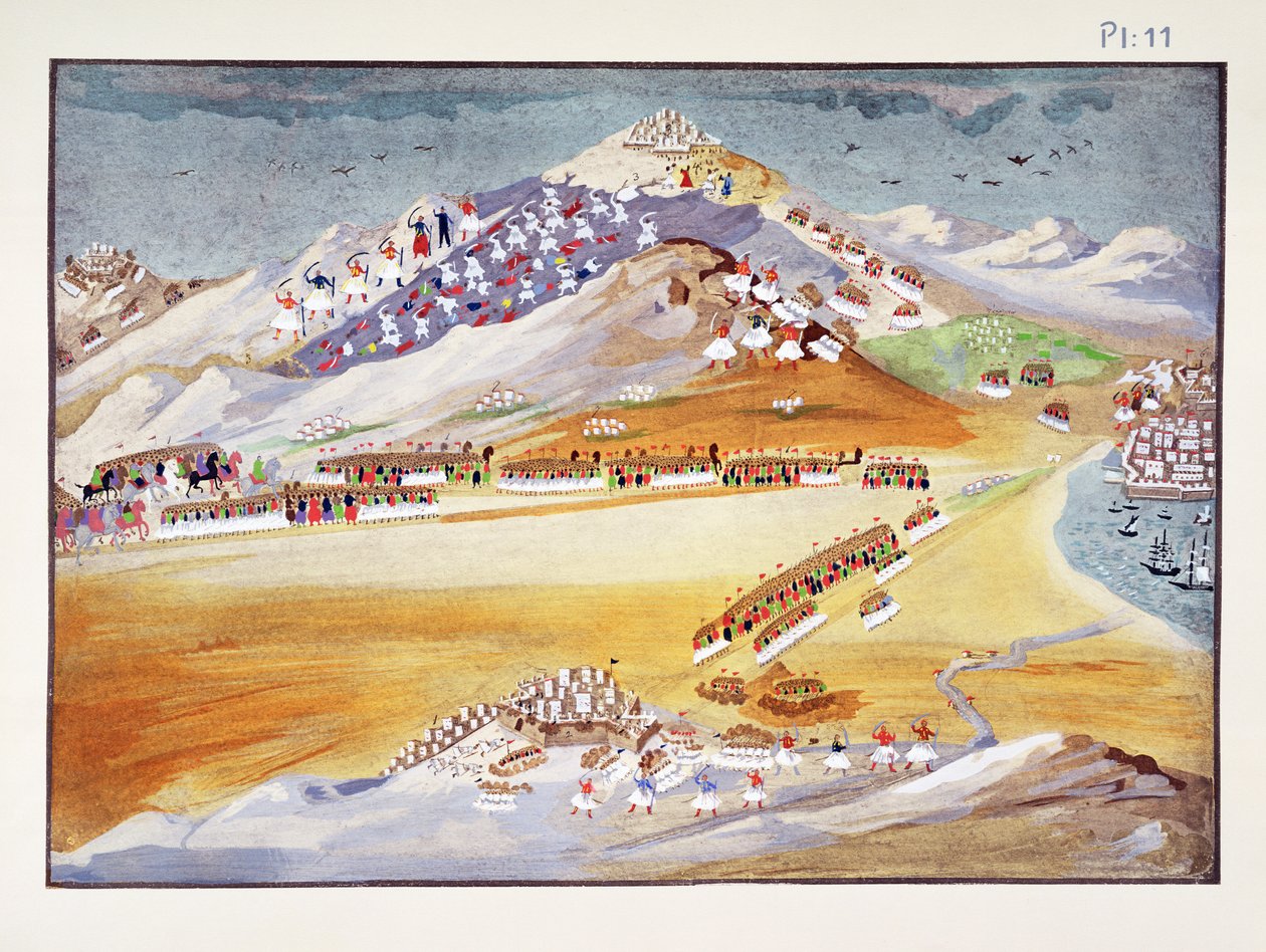 阿尔戈斯山和科林斯山的战斗，希腊独立战争画报史上的第11号板块，Makryjannis将军 作者 希腊学派