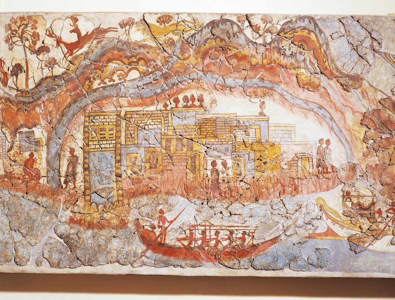 希腊文明，描绘船舶游行的壁画，来自希腊圣托里尼岛锡拉岛阿克罗蒂里 作者 希腊学派