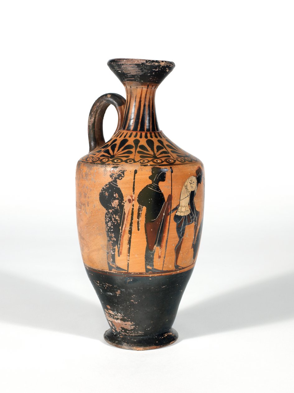Lekythos，战士武装战斗，公元前510-500年 作者 希腊学派
