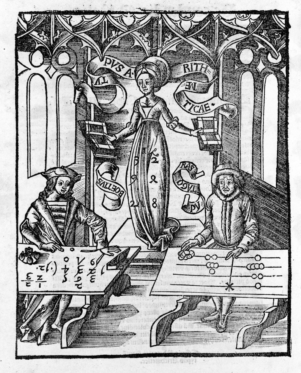 文科：算术 - Gregor Reisch（1467-1525）的“玛格丽塔哲学”。 包 作者 格里戈里斯
