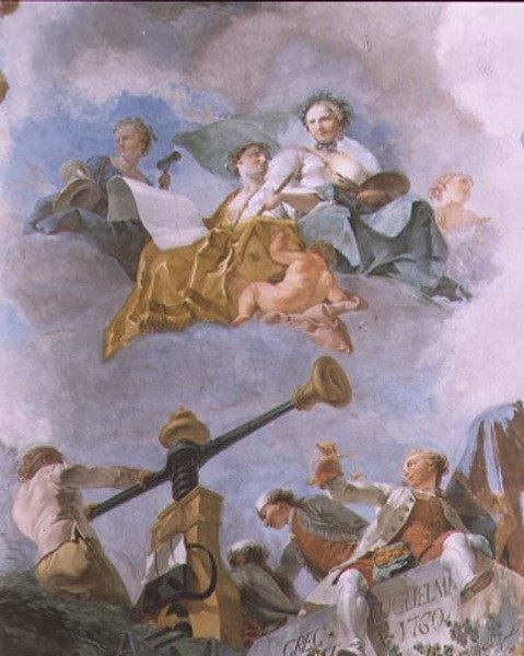 寓言图，大画廊天花板的细节，1759-62 作者 格雷戈里奥·古列尔米