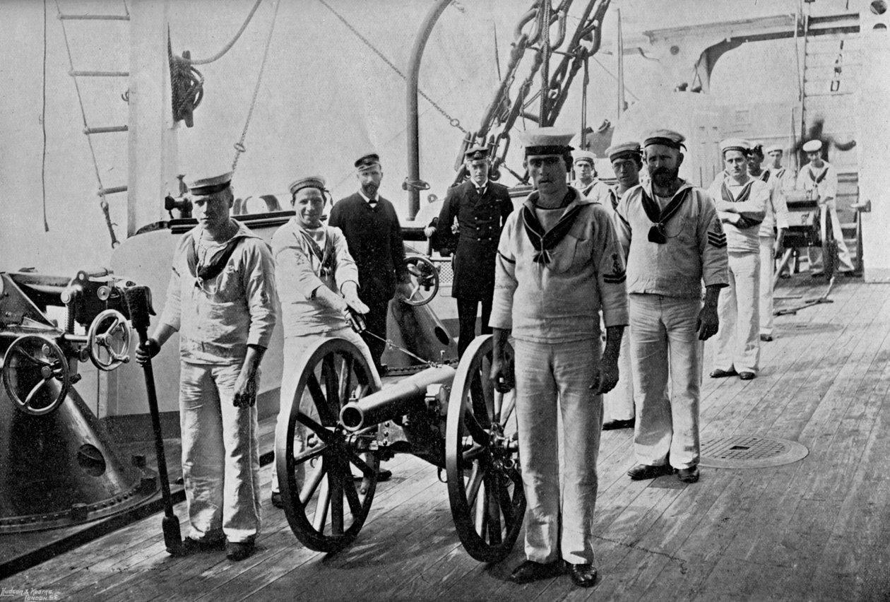 在HMS Camperdown上用轻型枪钻，1895年 作者 格里高利公司