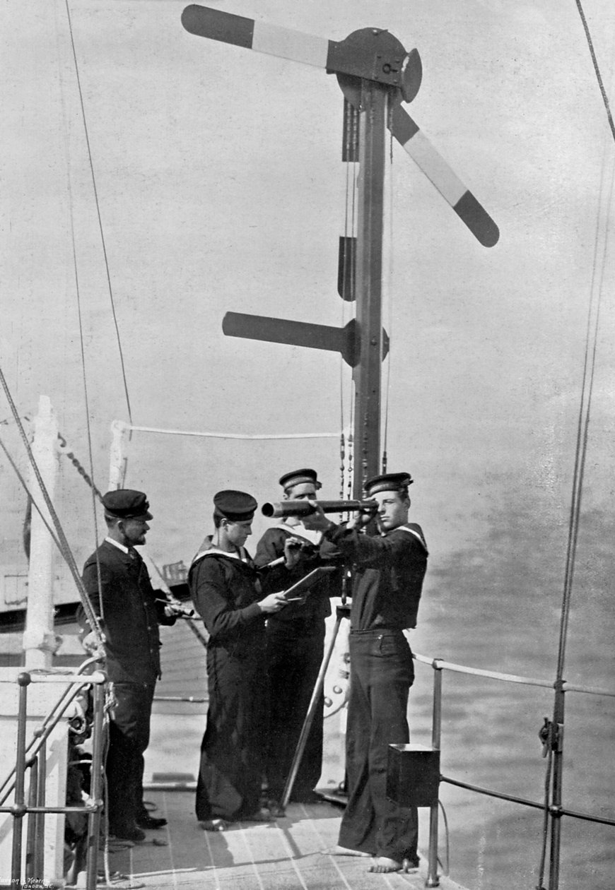 HMS Camperdown上信号灯发出的信号，1895年 作者 格里高利公司
