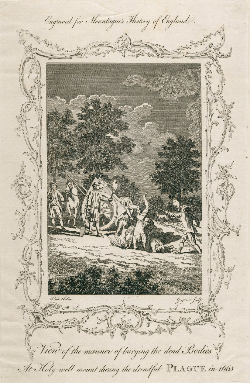 埋葬鼠疫受害者，Holywell Mount，Shoreditch，伦敦，1665年 约18世纪末 作者 格里尼翁
