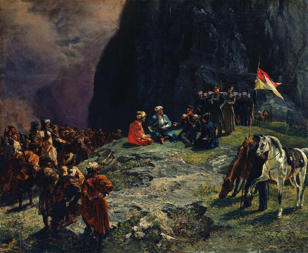 1837年，Klugenau和伊玛目沙米尔将军克鲁克会议，1849年 作者 格里戈里·格里戈列维奇·加加林