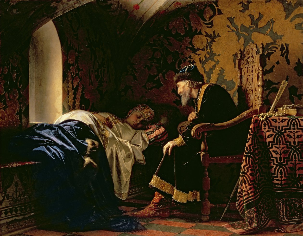 沙皇伊万可怕的赞美Vasilia Melentevna，1875年 作者 格里哥里·塞梅诺维奇·塞多夫
