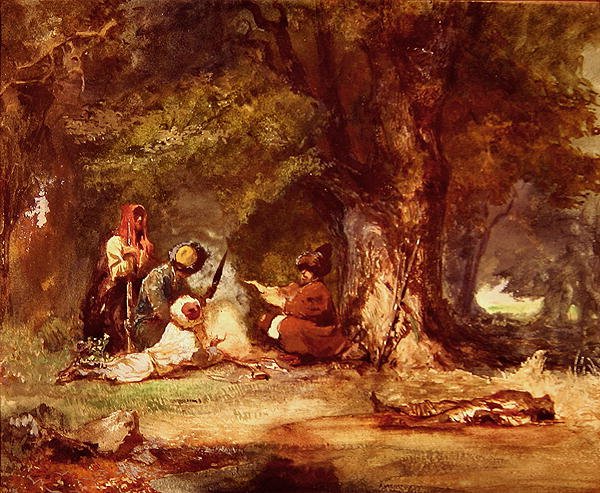 1817-64年高加索战争中的俄罗斯士兵（纸上水彩画） 作者 格里戈里·格里戈列维奇·加加林