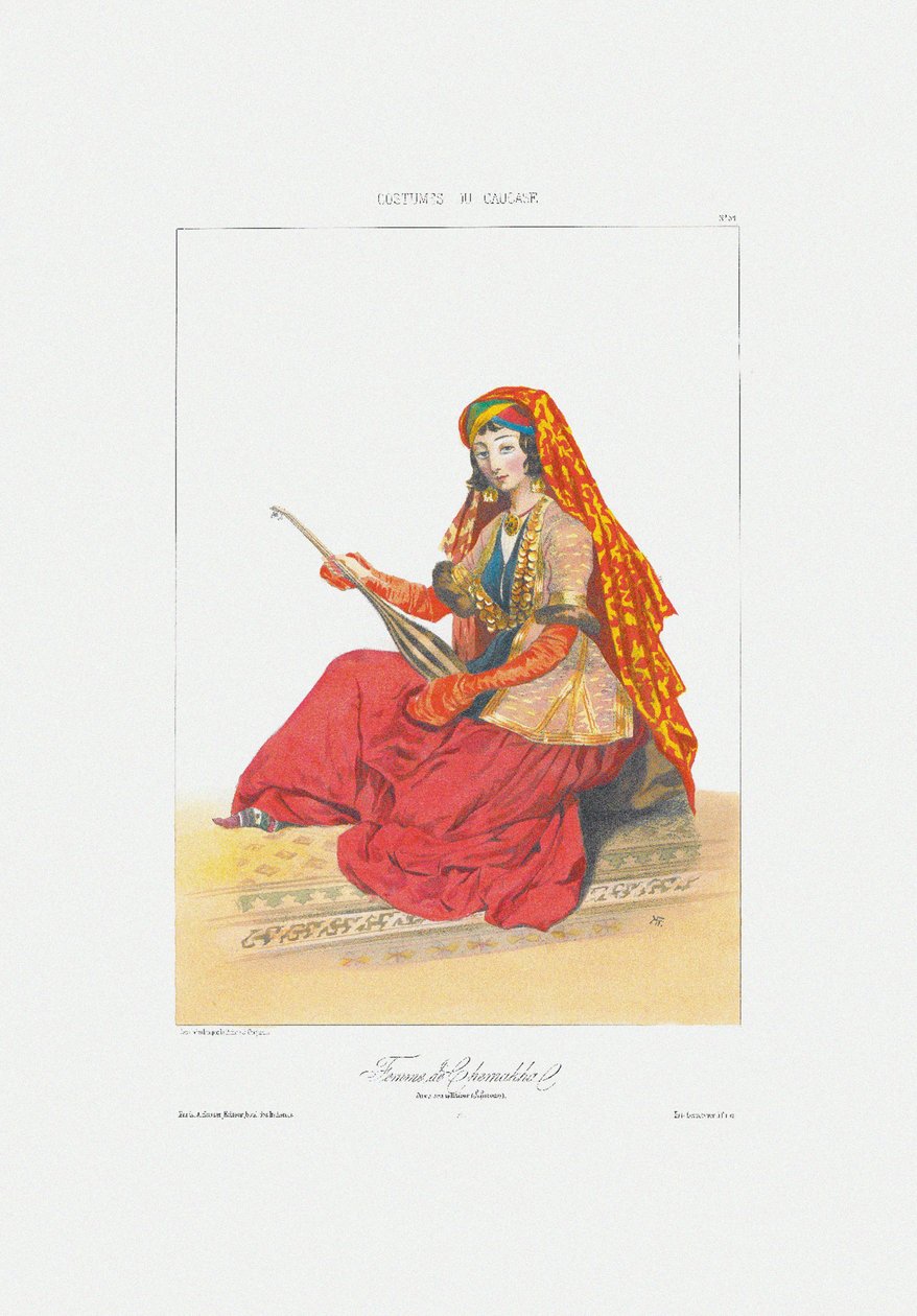 Shamakhy的女人来自：高加索地区的场景，风景，舞蹈和服饰，1840年 作者 格里戈里·格里戈列维奇·加加林