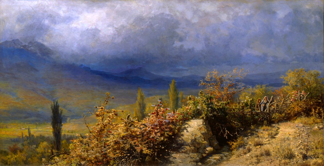 克里米亚的秋天景色，1884年。 作者 格里哥里（Grigori Grigorievich Mjasoedov）