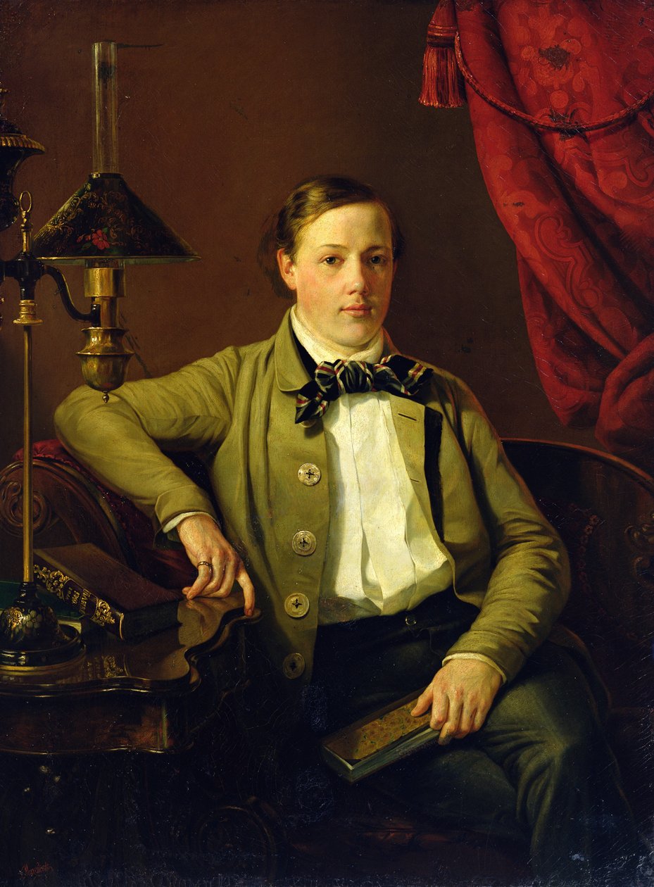 Apollon Maykov的肖像，1840年 作者 格里高里·米哈伊洛夫（Grigory Mikhailov）