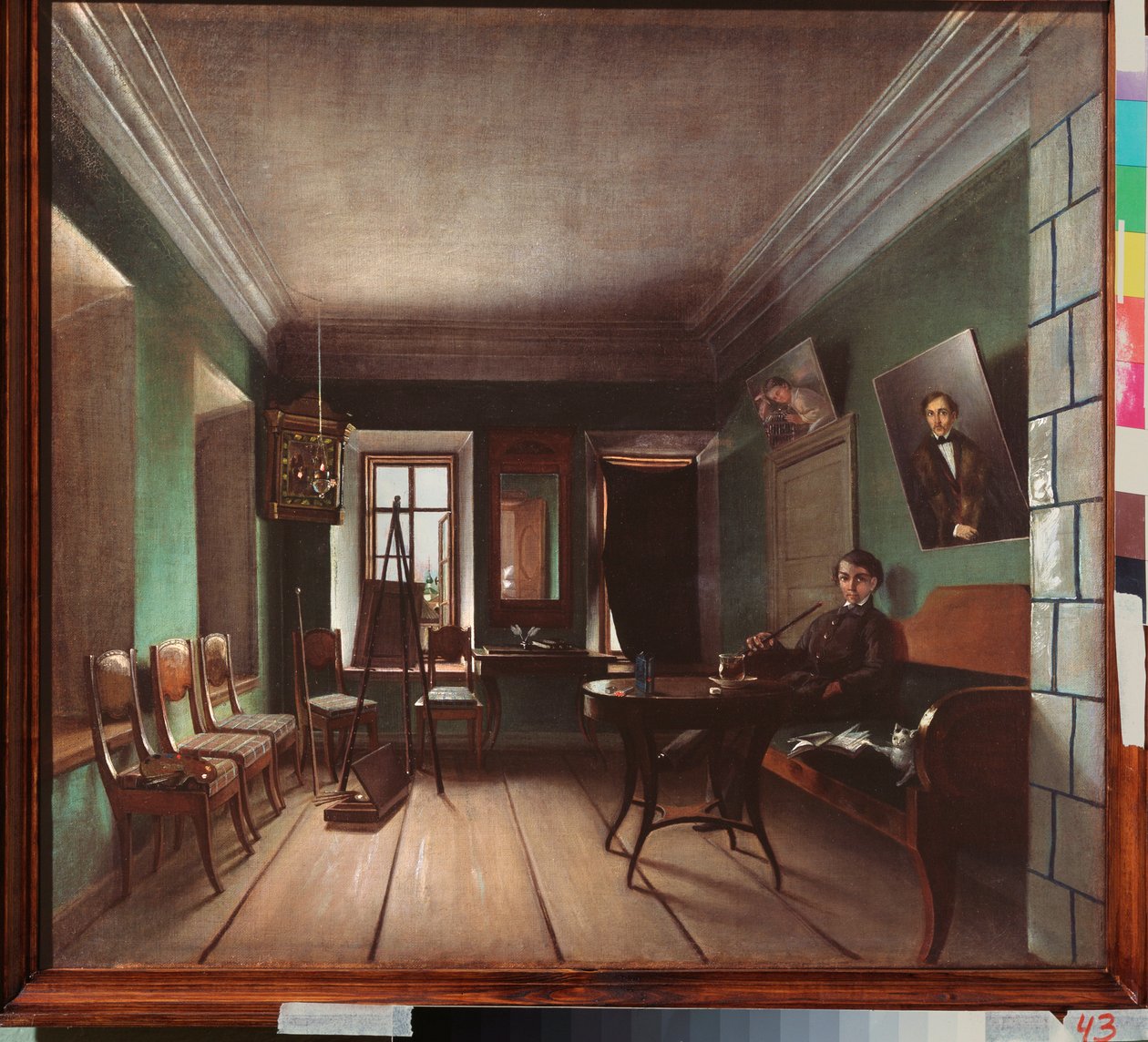拜科夫故居内景 - 格里戈里-瓦西里耶维奇-尤罗夫（Grigori Vasilyevich Yurov）（?-1896 年之后）的绘画，布面油画，约 1850 年，俄罗斯艺术 作者 格里高里·瓦西里耶维奇·尤罗夫