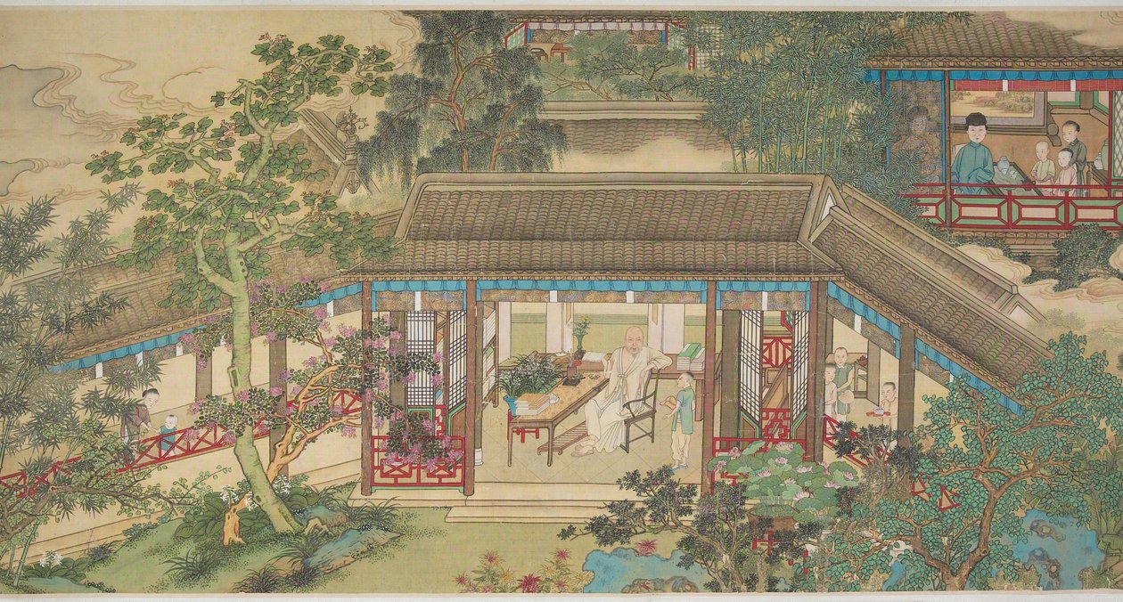 王世民的肖像（丝绸上的墨水和颜色） 作者 顾建龙