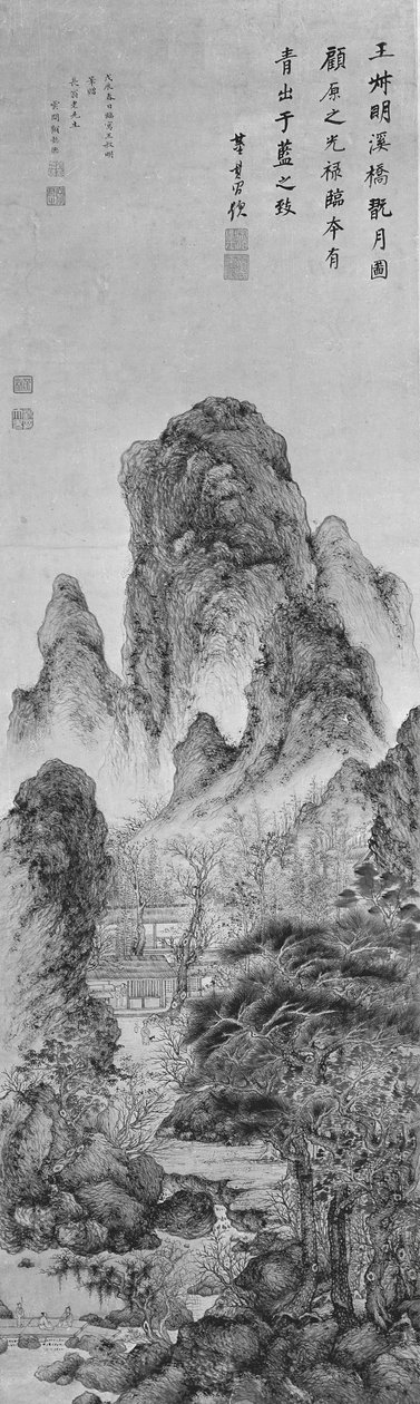 赏月：王蒙风格的山水画，日期为1628年。 作者 顾一德
