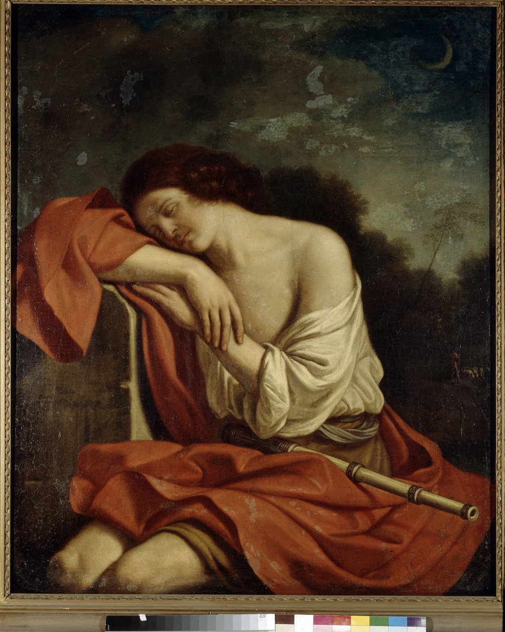 沉睡的恩底弥翁乔瓦尼-弗朗切斯科-巴尔比耶里（Giovanni Francesco Barbieri，又名 Guercino 或 Le Guerchin，1591-1666 年）的画作，布面油画。意大利艺术 作者 格尔奇诺