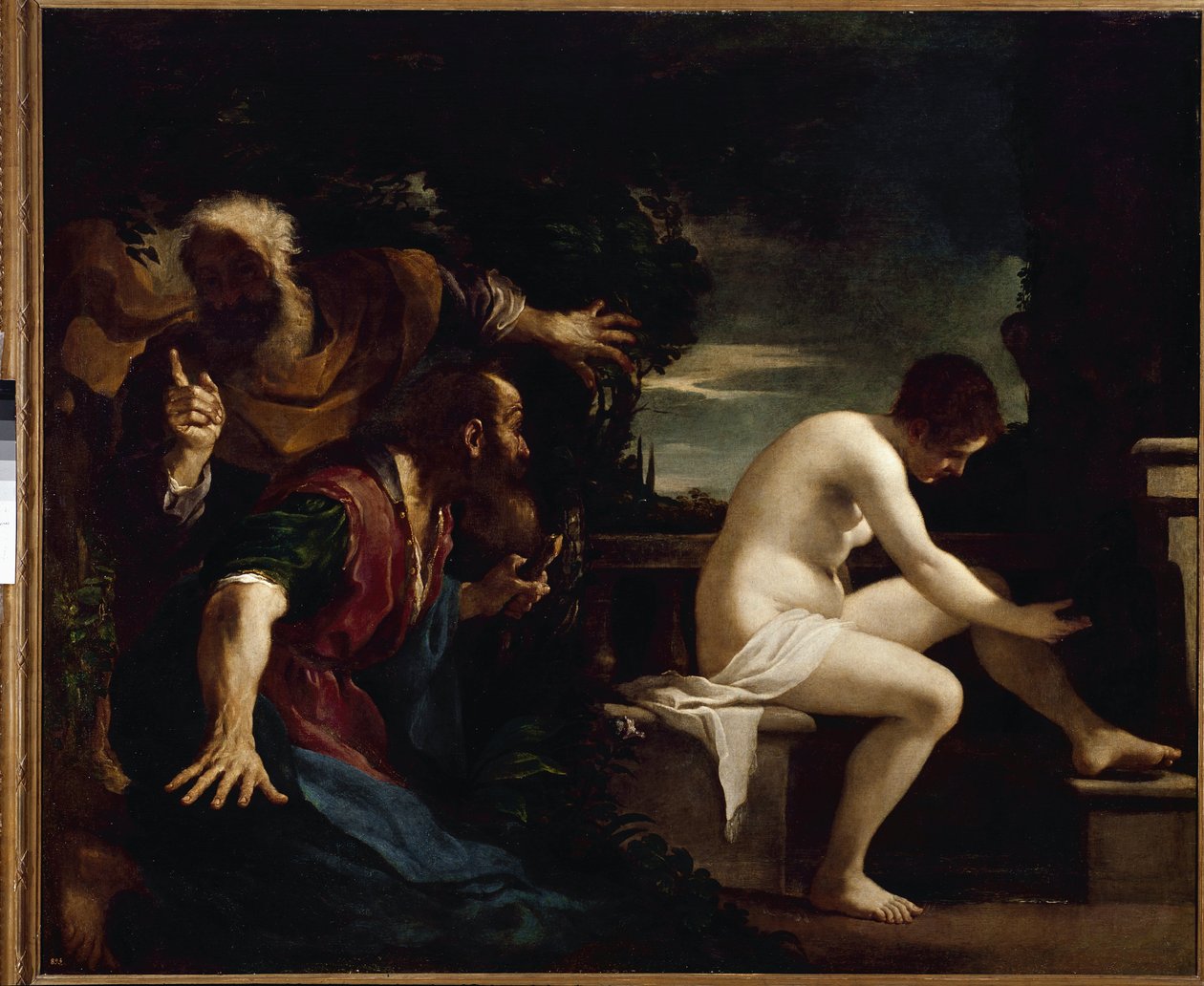 Suzanne and the Elders - Oil on canvas 作者 格尔奇诺