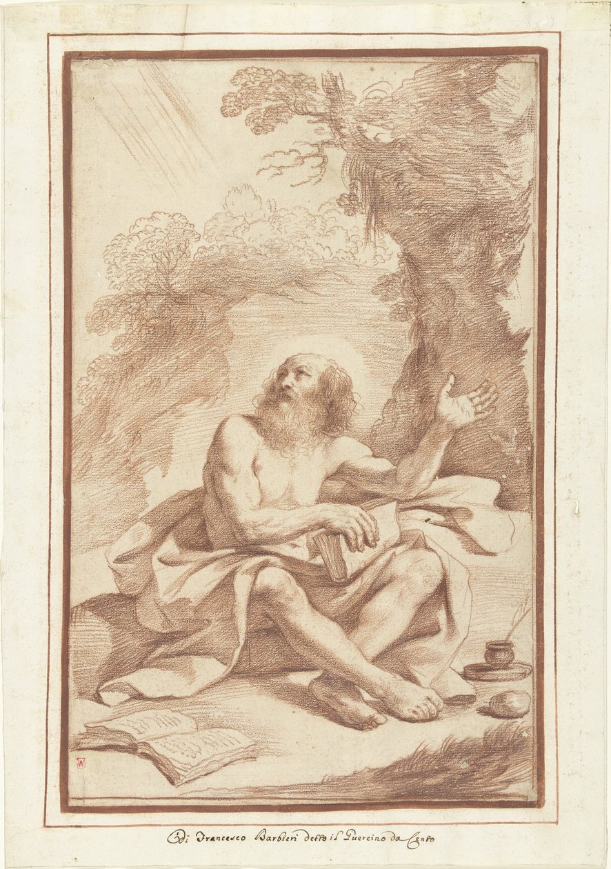 沙漠中的圣杰罗姆 作者 Guercino（归因于）