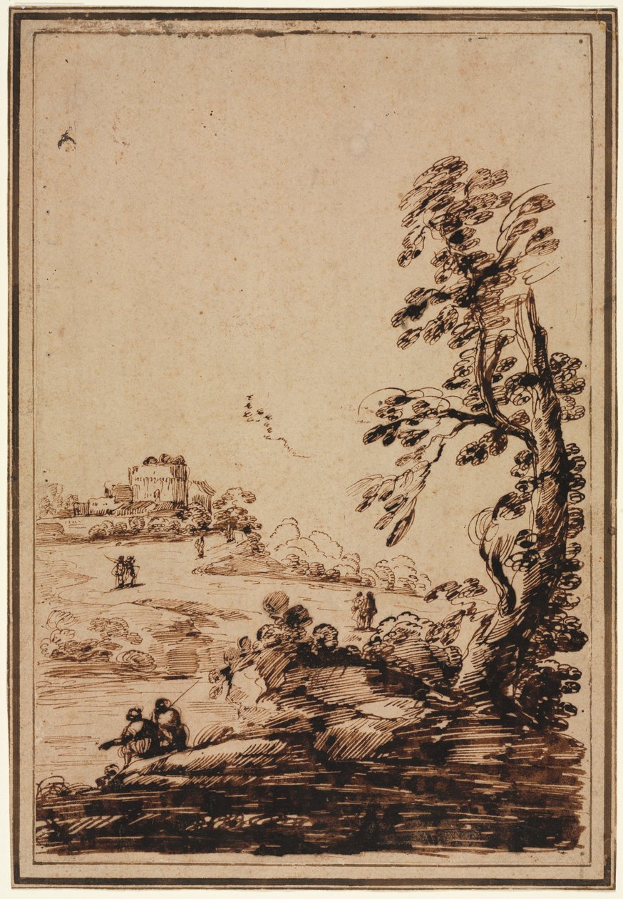 1700年代后半期，与小型建筑群一起欣赏风景。 作者 格尔奇诺
