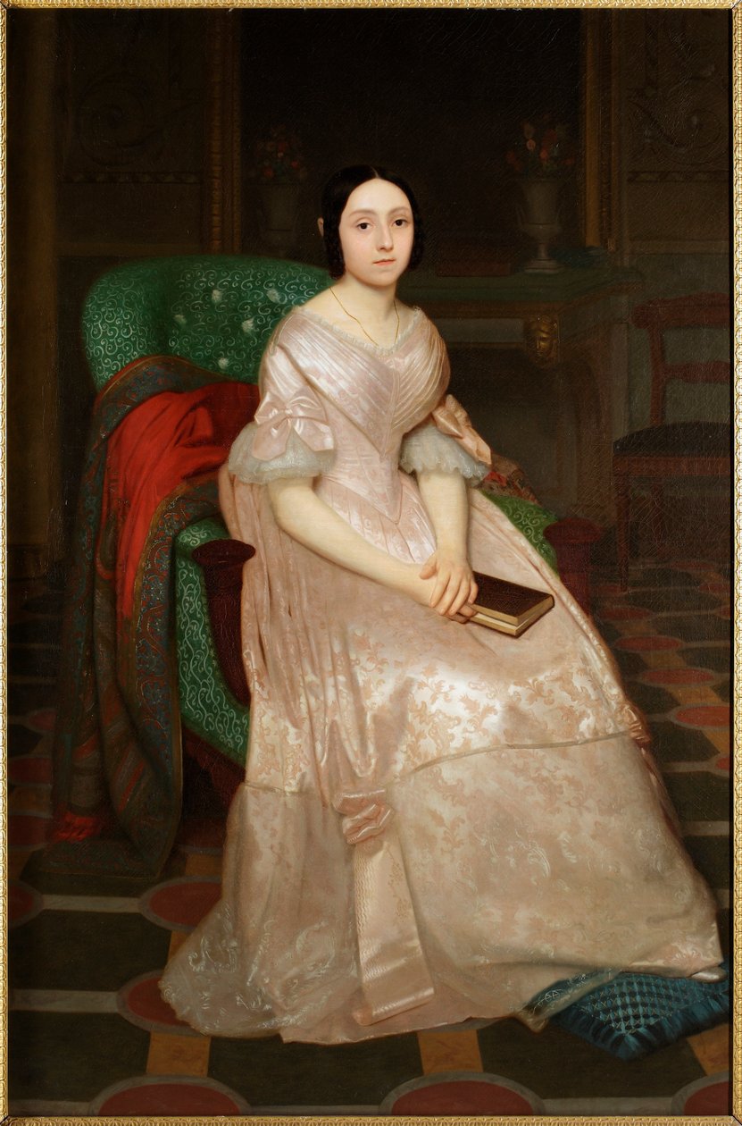 朱塞佩-弗拉斯切里（1809-1886 年）的《埃米莉亚-内格罗内-森图里翁侯爵夫人肖像，创世纪》贵族画作 作者 古列尔莫·卡斯托尔迪