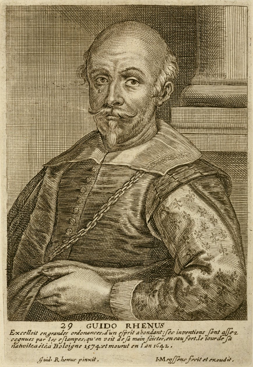 自画像，一系列艺术家肖像画板29，由Joannes Meyssens雕刻（1612-70） 作者 吉多·雷尼（Guido Reni）