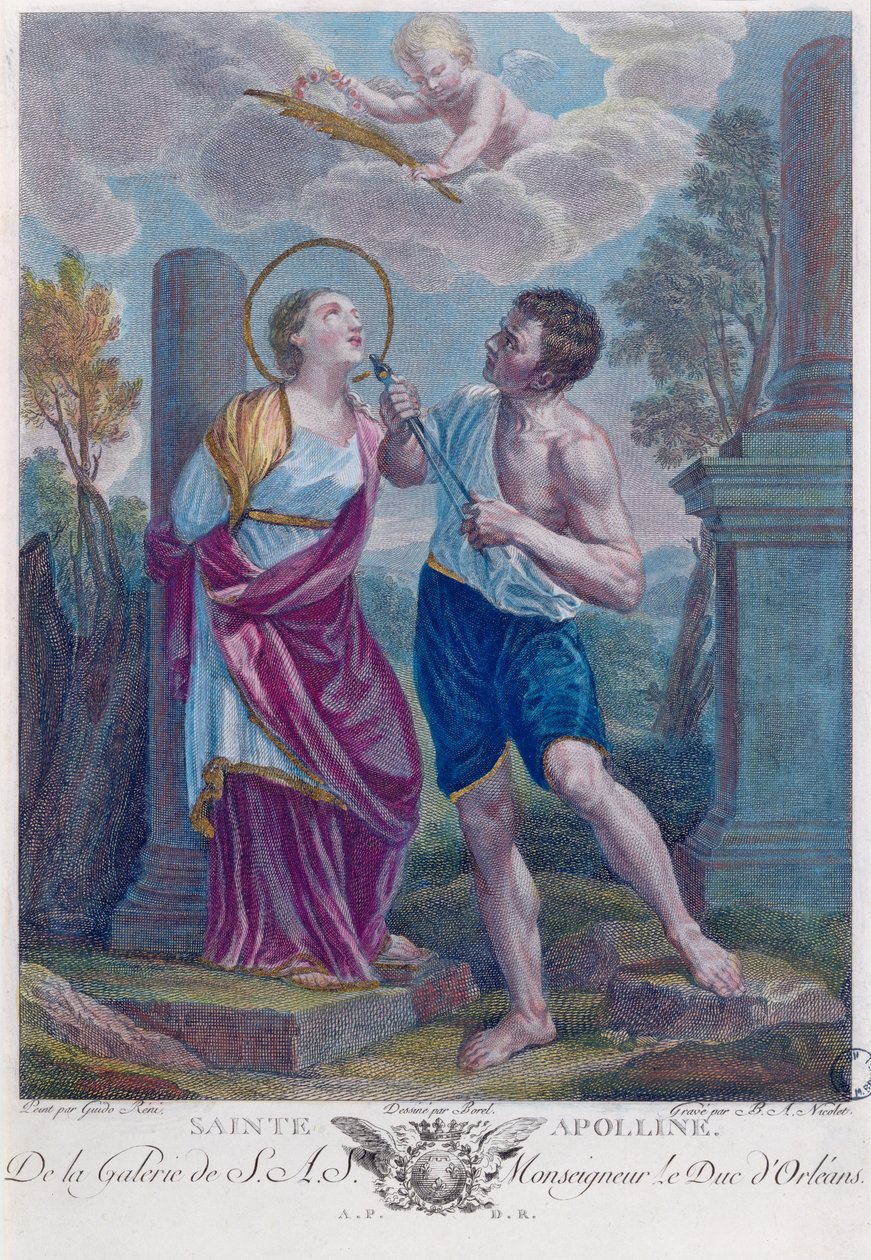 圣阿波罗尼亚（彩色雕刻） 作者 吉多·雷尼（Guido Reni）