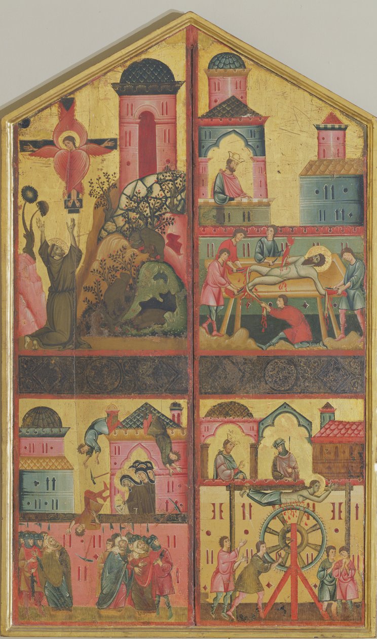 Diptych of St Claire，c.1280（面板上的蛋彩画和金色） 作者 吉多·达·锡耶纳（Guido da Siena）