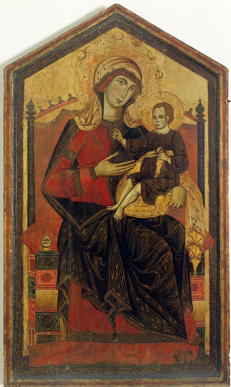 麦当娜和儿童登基（面板上的蛋彩画） 作者 吉多·达·锡耶纳（Guido da Siena）