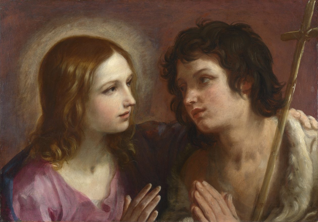 基督拥抱圣若翰洗者c。 1640 作者 吉多·雷尼（Guido Reni）