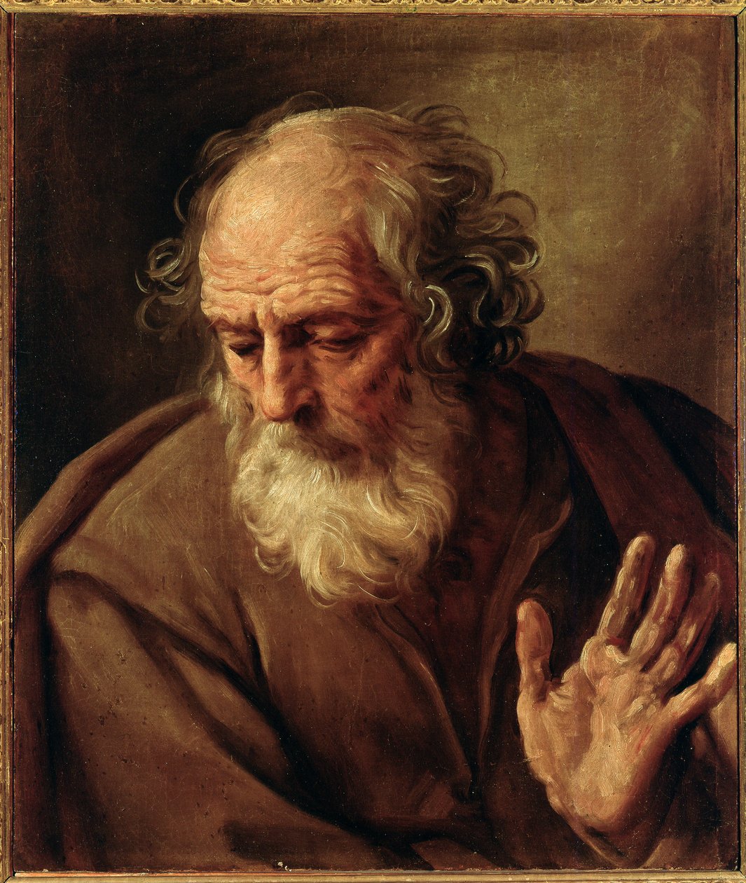 圣约瑟夫肖像 由 Guido Reni dit The Guide (1575-1642) 1640-1642 布面油画昏暗 65x53 厘米罗马，国家古代艺术画廊，科西尼宫 作者 吉多·雷尼（Guido Reni）
