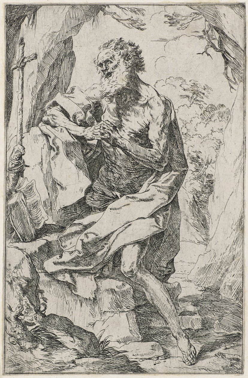 圣杰罗姆（在纸上蚀刻） 作者 吉多·雷尼（Guido Reni）