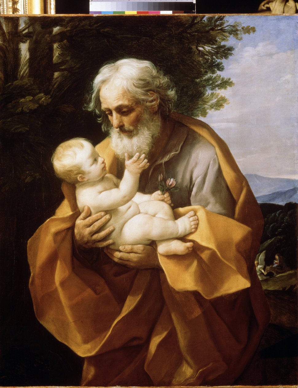 圣约瑟夫与婴儿基督，约1620年（布面油画） 作者 吉多·雷尼（Guido Reni）