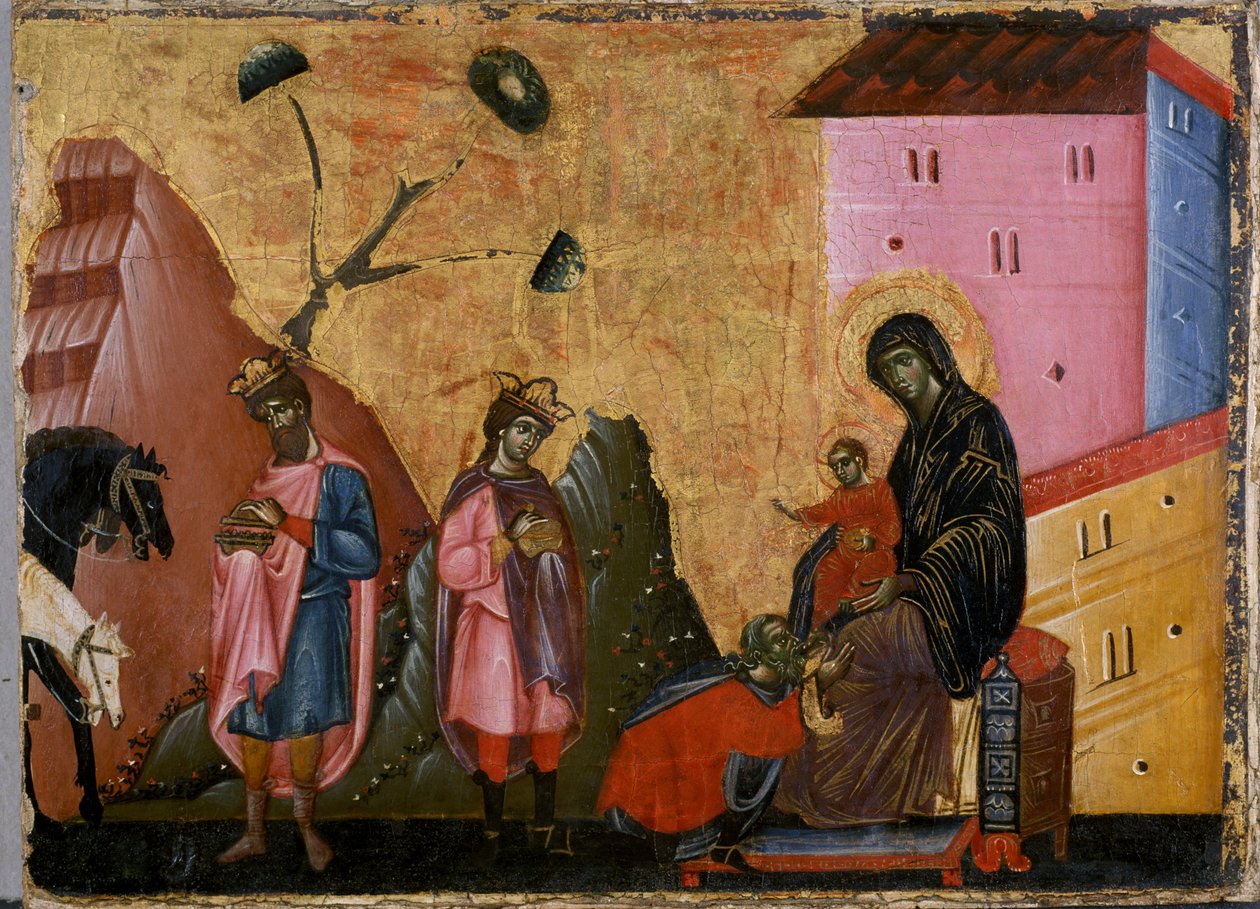 贤士的崇拜（木蛋彩画） 作者 吉多·达·锡耶纳（Guido da Siena）